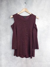 phase eight jumper 12, burgundy cold shoulder jumper w  metallic thread.