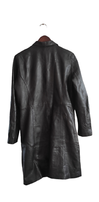 Zara Leather Full Lenght Women Dark Brown Trench Coat Jacket Size