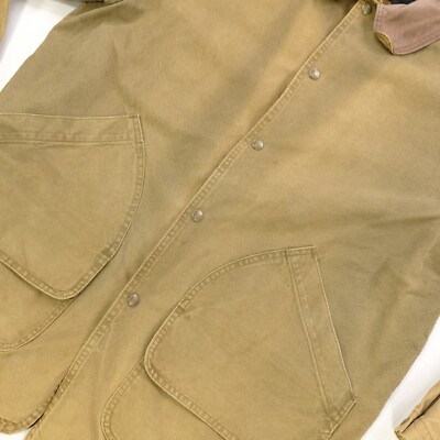 Rare Vintage WOOLRICH Leather Collar Blanket Lined Denim Work
