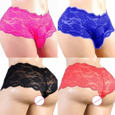 Sexy Men Lingerie Lace Floral Ultra-thin Transparent Underwear Boxers Underpan ☾