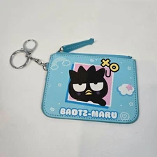 Badtz-Maru Blue Zip Top Coin Purse & ID Wallet Card Holder with Keychain