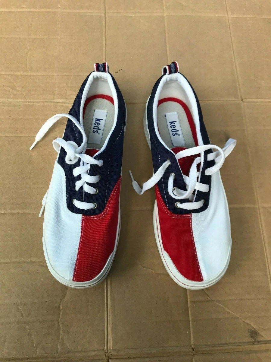 Keds size 7 red white blue sneakers shoes tie eBay