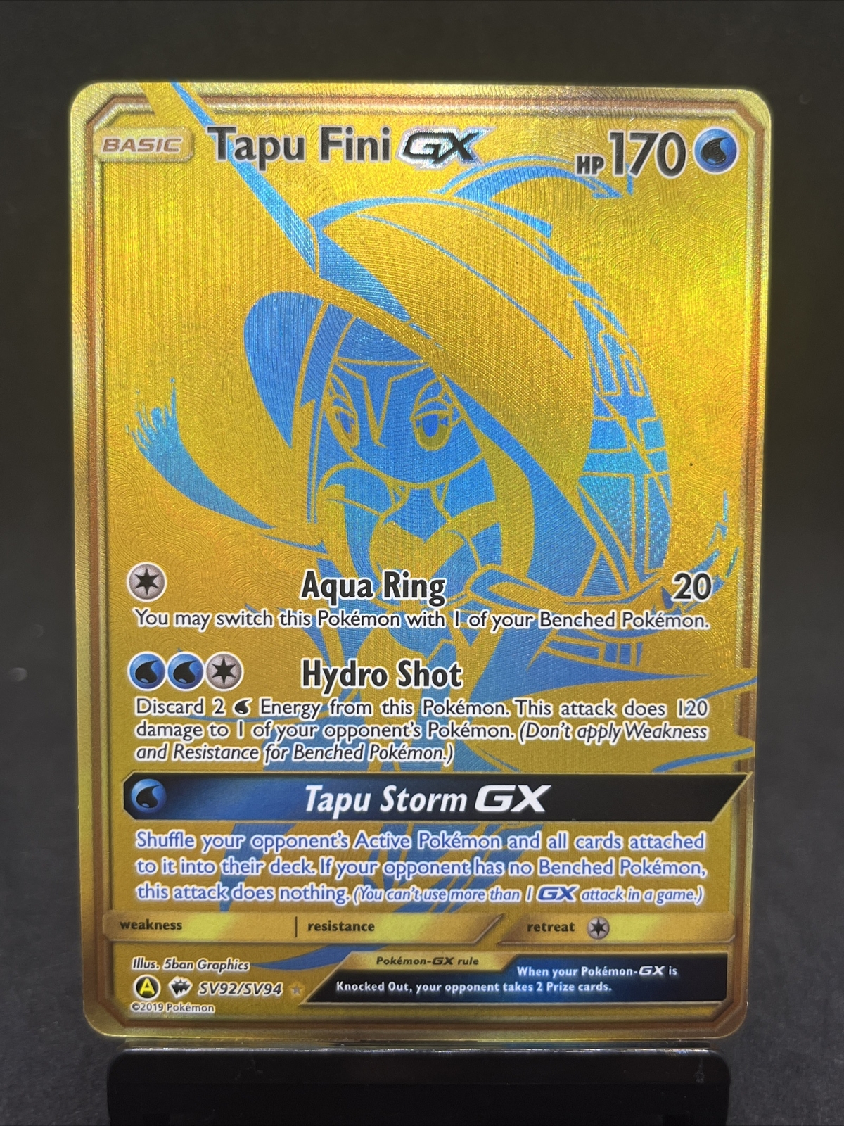 Tapu Fini GX - SV92/SV94 - Pokemon Hidden Fates Sun & Moon Secret Rare Card NM
