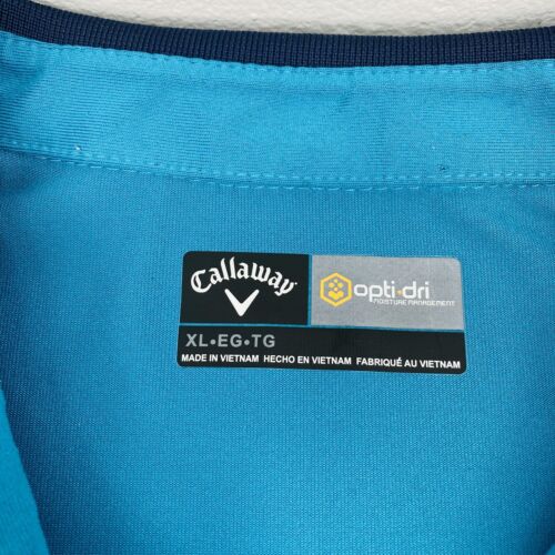 CALLAWAY OPTI-DRI Mens Sz XL Blue Polyester Stretch Casual Golf Polo Solid Shirt - Picture 3 of 9