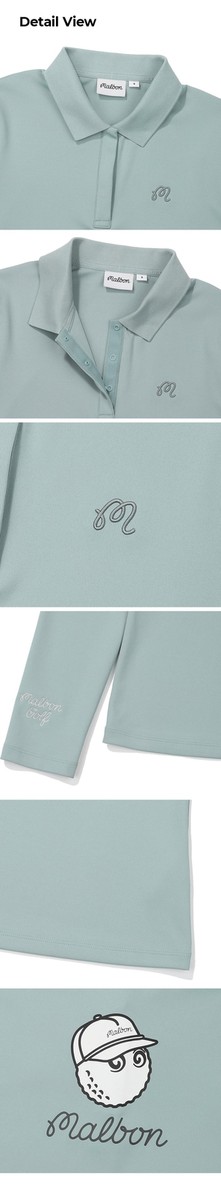 【MALBON GOLF】 Kara Point Long Sleeve T-Shirt ■WOMAN Genuine Malbon Golf Kara Point Long Sleeve T-Shirt BLACK