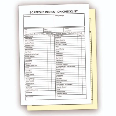 TDOG-ONLINE Scaffolders Inspection Checklist Duplicate Pad A5