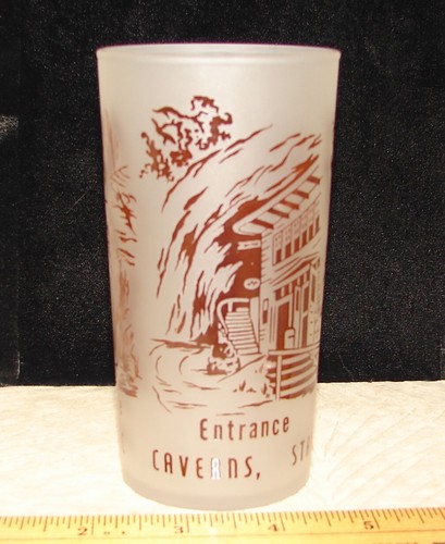 Vtg Hazel Atlas Frosted Glass Tumbler, 1950s MERAMEC CAVERNS Stanton Mo. - Picture 3 of 6