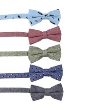 SET OF 5 Mens Classic Fashion Pre-Tied Bow Tie 100 Cotton or Linen  23