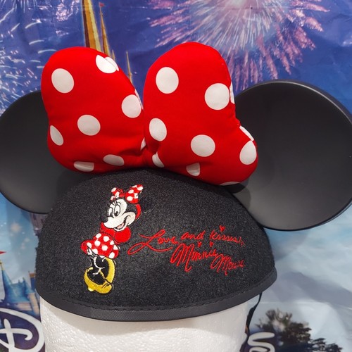 CARINO Disney AMORE E BACI MINNIE MOUSE ❤️Cappello orecchie di Topolino bambini fiocco raso USA - Foto 2 di 8