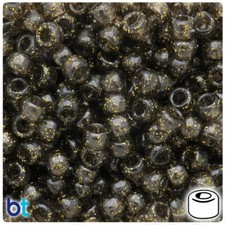 BeadTin Jet Gold Sparkle 9mm Barrel Pony Beads 500pcs