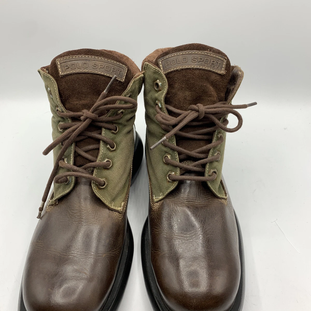 Mens leather top and canvas boots