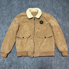 Shein Jacket Womens Xs Brown Corduroy Full Zip Sherpa Collar Lined Ribbed Hems