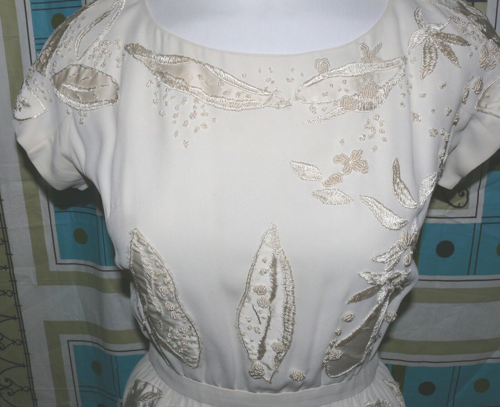 1940-50 Crepe  Wedding Neiman Marcus Silk Embroid… - image 2