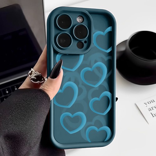 Silicone Case Lovely Heart For iPhone 16E 16 15 Pro Max 14 13 12 11 XS 8 7 Cover - Picture 18 of 21