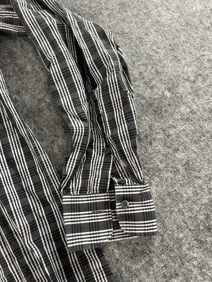 Camisa de vestir Sean John para hombre 16,5 36/37 gris a cuadros abotonados N331 Foto 2 de 4