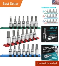 High-Torque 21-Piece Bit Socket Set - Premium CR-V & S2 with Color-Coded Rail