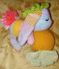 6" Handmade Crochet Colorful Sleeping Bunny On Large Carrot Soft Toy stuffie — photo 7
