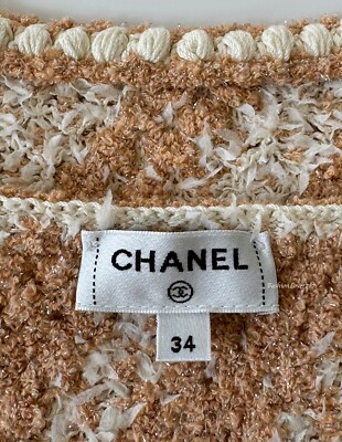 CHANEL 23P ORANGE WHITE SHIMMER KNIT SLEEVELESS KNIIT MINI