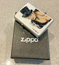Genuine Brand New 2006 ZIPPO Lighter Rare Olivia Top Hat Sexy Model Satin Chrome