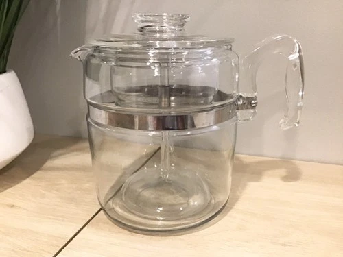 Vintage PYREX Glass FLAMEWARE 9 cup Coffee Pot Percolator Complete 7759