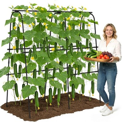 Vegetable Trellis / 62'' Hx 62 L  U-Shape Arch Plant Support with Netting (Black)