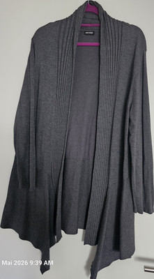 Gerry Weber Damen Strickjacke dunkelgrau offen Feinstrick Größe 48 Langarm