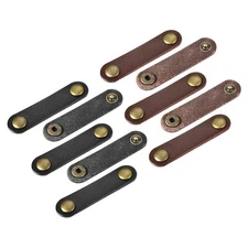 10 Pcs Leather Cable Straps Cord Organizer, Black,Brown