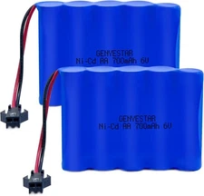 2 Pack 6.0V 700mAh Ni cd Rechargeable AA Battery Pack for 11 Channel RC