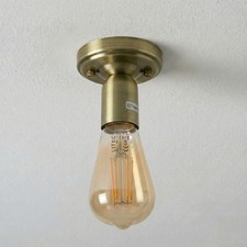 Image of Industrial Semi Flush Mount Ceiling Light E27 Metal Lamp Holder Pendant Fitting