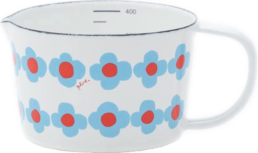 Enamel Measuring Cup Made in Japan Cookware - Nostalgic Flower Design 450ml