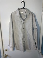 Calvin Klein Plaid Mens Dress Shirt XL 35/35 17-17.5 Wrinkle Free Stretch G