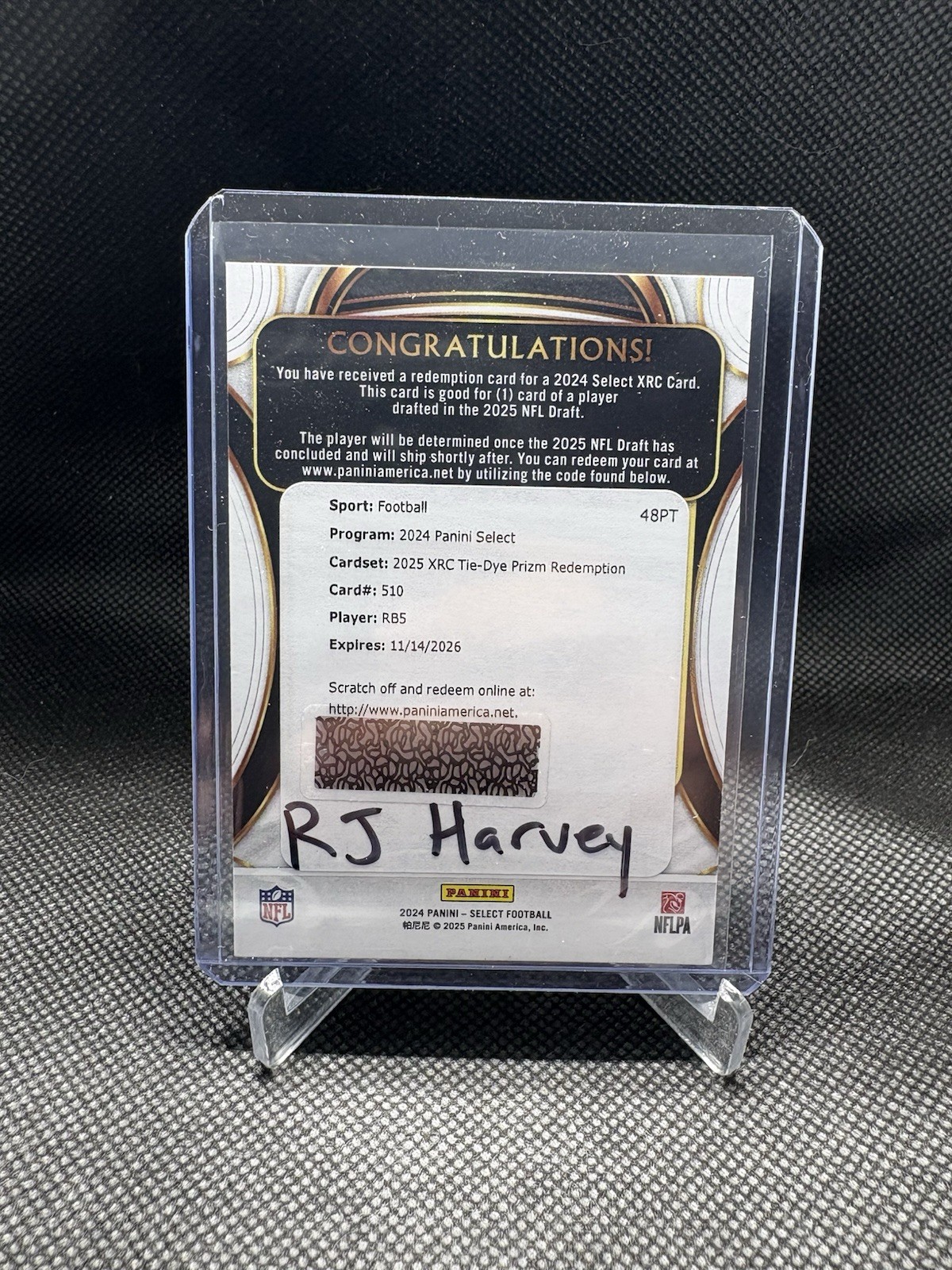 2024 SELECT XRC TIE-DYE RB5 RJ HARVEY /25 REDEMPTION