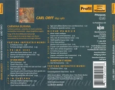 NDR SINFONIEORCESTER / GÜNTER WAND CARL ORFF: CARMINA BURANA NEW CD