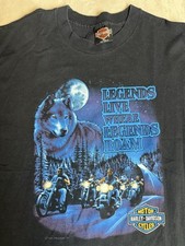 Vintage HARLEY DAVIDSON 1991 Tshirt Mens Lg Single Stich Rare Made In USA Wolf