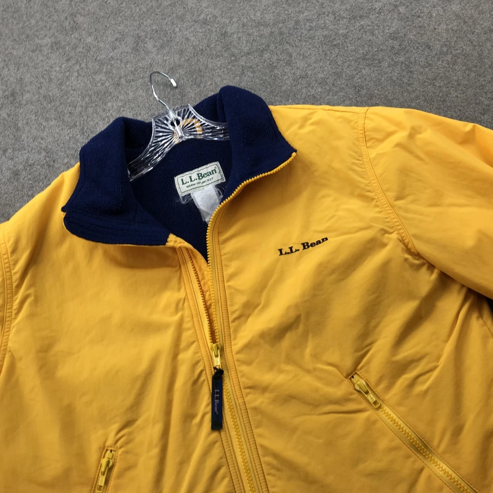 Chaqueta De Colección L.L.Bean Calentamiento Para Hombre Grande Amarillo Azul Forrada de Vellón Cremallera Años 90 Foto 3 de 4