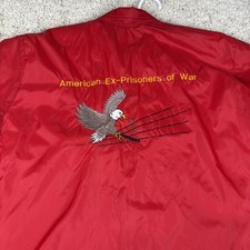 Vintage American Ex-Prisoner Of War Jacket Large Red Snap Front USA Made 70s