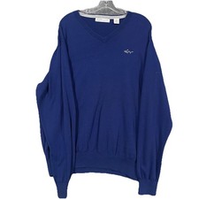Greg Norman Men  s V Neck Golf Sweater Knit Long Sleeve Pullover Blue Size XL