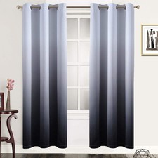 Gradient Color Ombre Blackout Curtains Thickening Polyester Eyelet Top Panels...