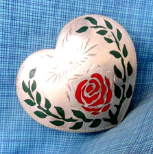 Heart Rose Belt Buckle Hippie Love Handmade Coastal Cowgirl Vtg 70s 80s .NOX408