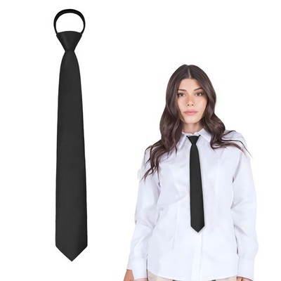 Black Tie for Women Pre Tied Womens Tie, Adjustable Women Zipper Tie Uniform ...