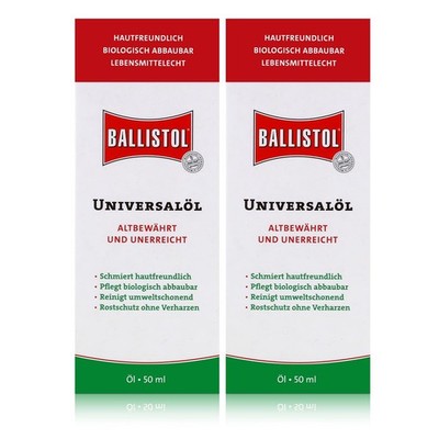 Ballistol Universalöl Flasche 50ml - Rostschutz ohne Verharzen (2er Pack)