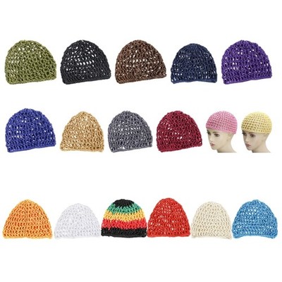 Openwork Brimless Hat Crochet Skull Cap Hollowout Knit Hat for Women Sleeping