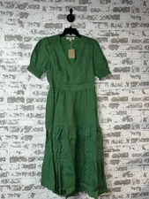 NWT! Boden Anna Linen Tiered Midi Dress Paradise Green Size US 12R $199