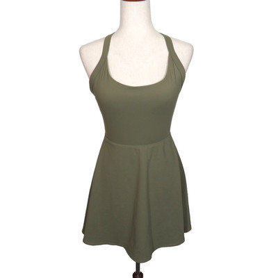 Halara Softlyzero Airy Backless Cool Touch Active Romper Dress Olive Size Medium