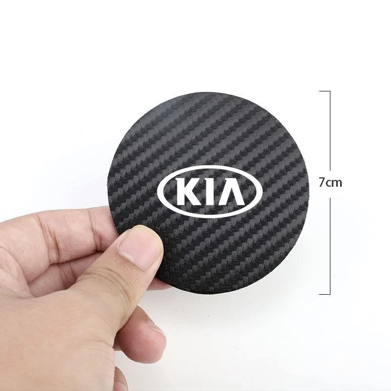 2PCS Car Accessories Water Cup Holder Pad Mat Trim Coaster Carbon Fiber For Kia - Imagem 3 de 3