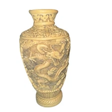 Vintage Norleans Chinoiserie Dragon Vase Made in Italy Resin