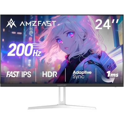 Gaming Monitor 24 Zoll 200Hz FHD 1920x1080 1ms MPRT Weiß VESA 100x100 HDMI DP