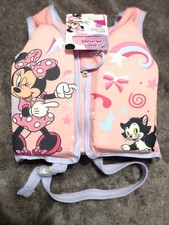 Disney Minnie Mouse Fabric Swim Vest Toddler Child Ages 1 Pink Size S/M 40 lbs.