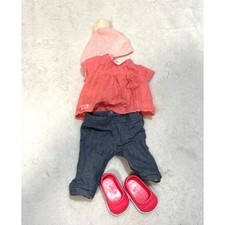 Our Generation Battat 18 Inch Doll Clothes Set Coral Top Denim Pants Hat Shoes
