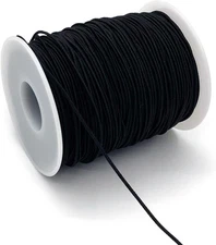 1mm Elastic Cord for Bracelets Necklaces, Cakasi 110 Yards Sturdy Black 